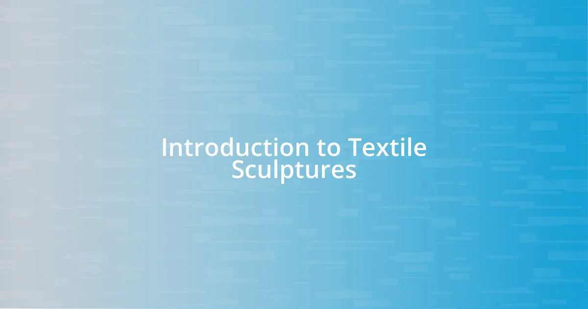 Introduction to Textile Sculptures